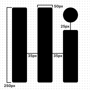 Mirai square logo with measurements